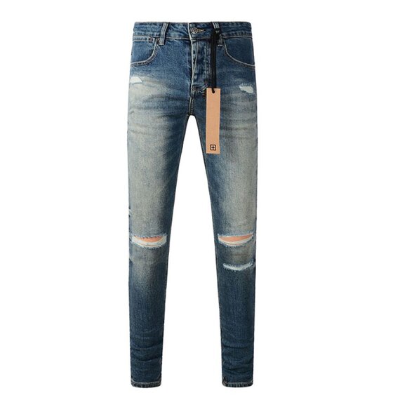 Ksubi Dark Blue Distressed Slim Jeans